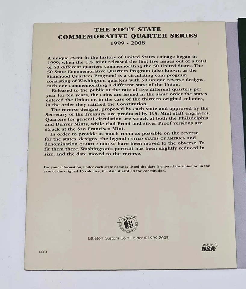 1999-2008-S PROOF 50 States Quarter. Complete Set of (50) coins. W/ New Folder! - Image 2 of 4