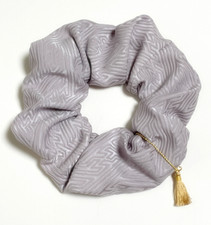Handmade Scrunchie from Vintage Japanese Kimono Lavender Hair Tie Tassel Japan