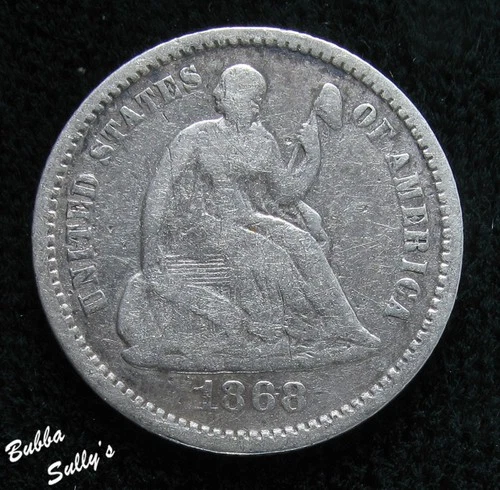 1868-P Seated Liberty Half Dime — photo from the most recent tracked eBay sale