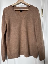 Tahari Women  s 100 Cashmere V-Neck Sweater Brown Soft Classic Size L
