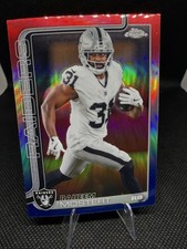 2025 Topps Chrome Raheem Mostert Red White & Blue Refractor Raiders #182