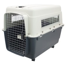 XXL Airline Approved Rolling Plastic Dog Travel Kennel Secure Wire Door  Wheels