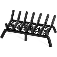 21 Heavy Duty Steel Fireplace Grate with Ember Retainer for Indoor/Outdoor