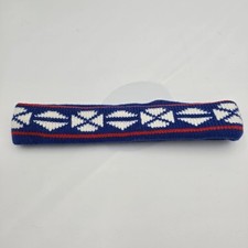 Vintage 80s 90s Aztec Ear Warmer Headband Ski Retro Geometric Blue White Red