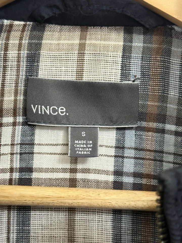 Chaleco acolchado Vince para hombre forrado a cuadros negro tela italiana cremallera talla S gama alta Foto 4 de 4