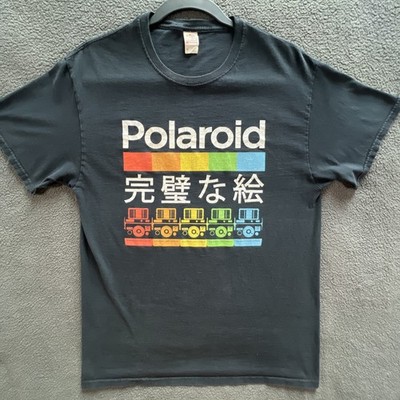Polaroid Men's Medium T-Shirt Perfect Picture in Japanese Black Short Sleeve