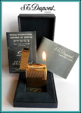 S.T. DUPONT Line 1 SMALL GOLD Plated Lighter / Briquet with Box - SERVICED