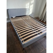 IKEA Slattum King Bed Frame , Upholstered , Knisa , Light Grey