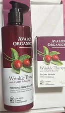 Avalon Organics Firming Body Lotion & facial Serum Wrinkle Therapy Coq10 Rosehip