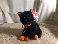 Vtg 2000 FRAIDY The Black Halloween Cat TY Beanie Baby W/Tag 6" pre-owned