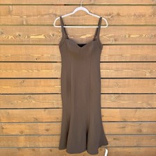 NWT Reformation Eddy Retro Pin Up Style Flounce Hem Midi Dress Sz 8 Mole