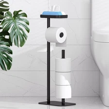 Toilet Paper Holder Free Standing – Rustproof Metal Toilet Paper Stand for 4 Rol