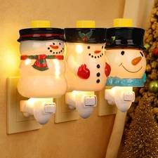 3 Pcs Christmas Plug-in Wax Warmer with Bulbs Pluggable Fragrance Snowman War...