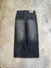Vintage Y2K Southpole Red Tab Jeans Size 34 Black Baggy Grunge Skater Faded