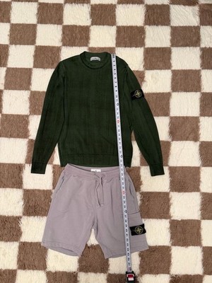 Stone Island Green-Khaki Wool Crewneck Sweater and Purple Shorts both S size