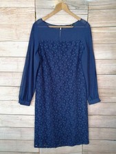 Next Womens Dress Long Sleeve Floral Lace Lined Party Occasion Size 16 Navy Blue