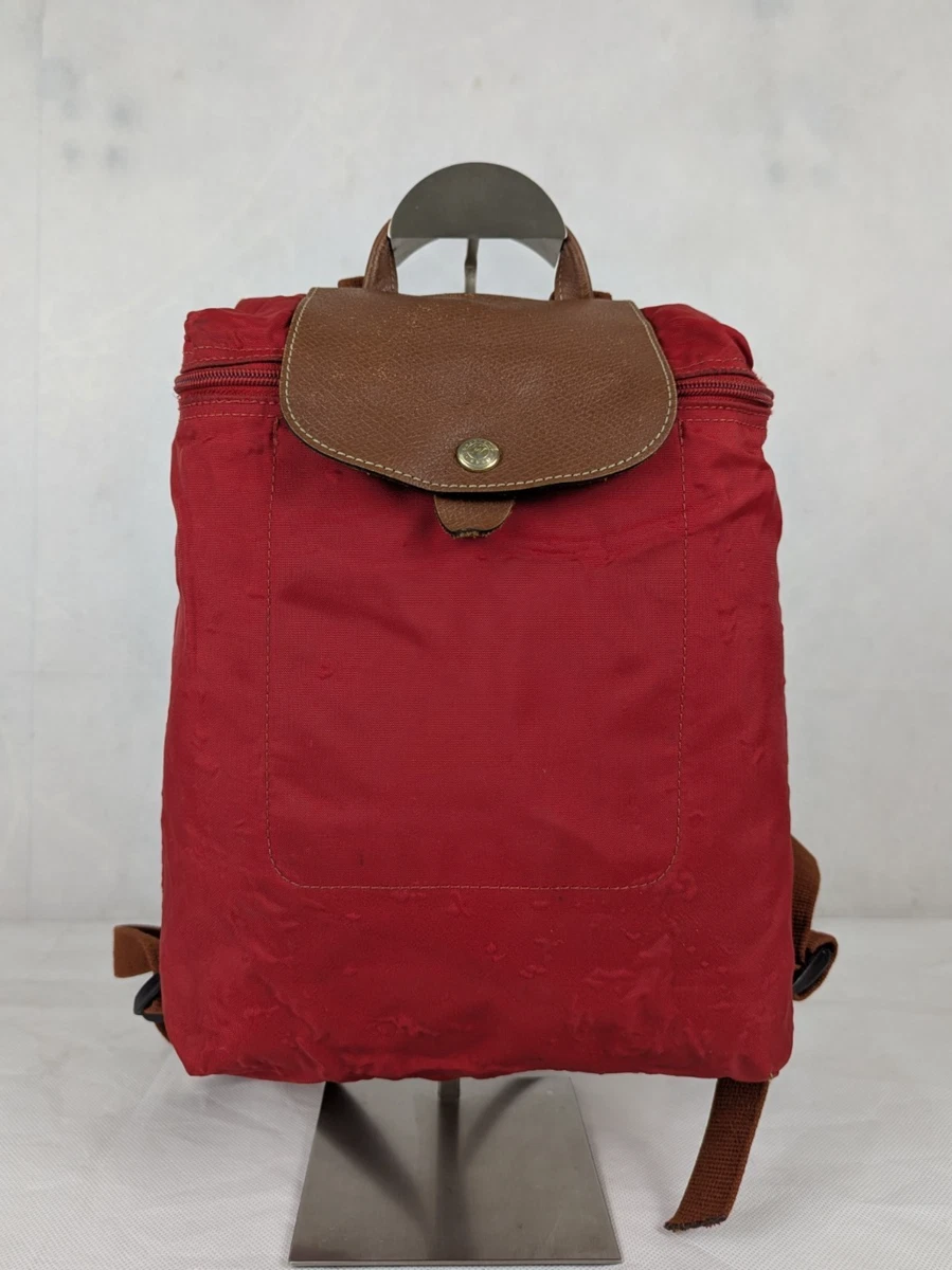 Longchamp Red Nylon Le Pliage Backpack Purse Brown Leather Flap Paris Longchamp Red Nylon Le Pliage Backpack Longchamp | TLC US main image 3