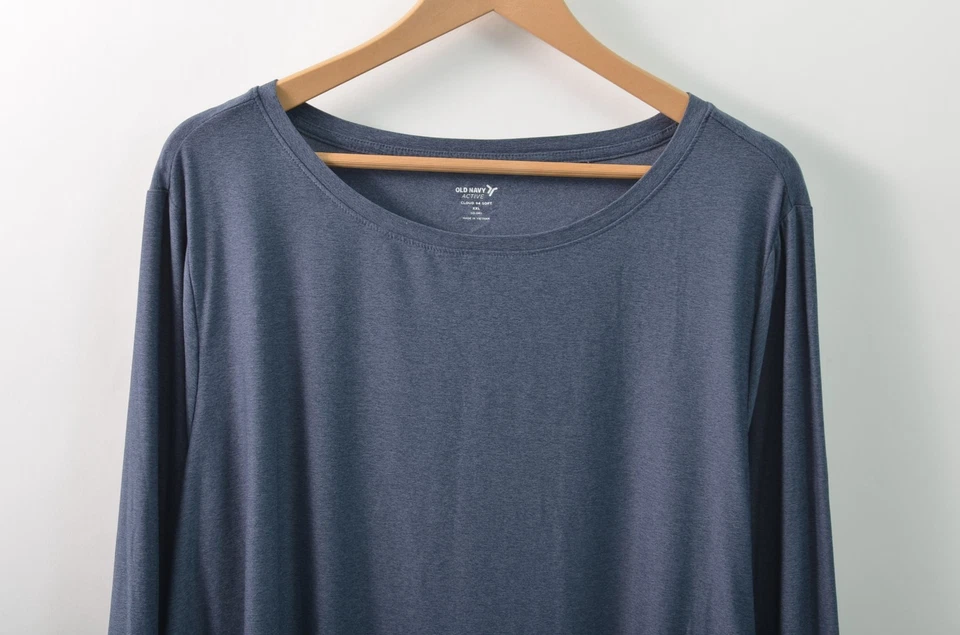 Old Navy Active Shirt Womens 2XL Cloud 94 Soft Go Dry Blue Heather Long Sleeve - Image 2 of 4