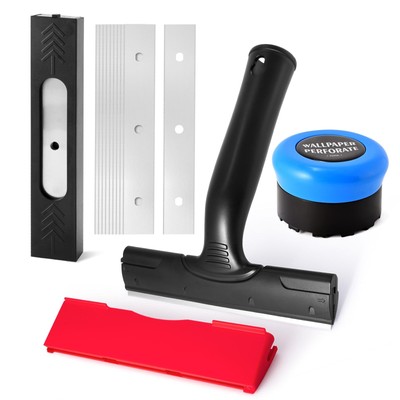 Wallpaper Removal Tool Kit with Wall Paper Perforating Stripper Tool and 6-In...