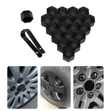 PUL 22-Pack Gloss Black Alloy Wheel Nut Covers 19mm - Fits Most Models With Removal Tool