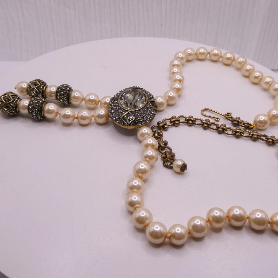 Collar Heidi Daus Swarovski imitación perlas cuentas gota en Y 20" Foto 4 de 4