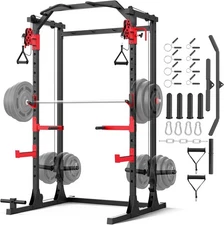 Power Cage Squat Rack with Cable Crossover and Dual Independent Pulley System US