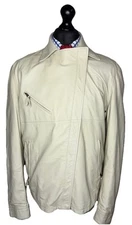 PAUL SMITH LONDON LUXURY DESIGNER BIKER LEATHER JACKET: MEDIUM