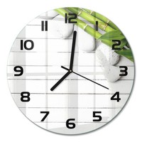 Runde Dekorative Glas-Wanduhr Aus GehäRtetem Glas Bambus Schwarze Zeiger Fi30 Cm