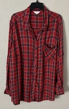 Terra & Sky Soft Plaid lightweight Flannel Top, 4X 28w/30w Women’s Plus Size