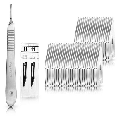 Set Bastelmesser mit Hobby-Skalpellgriff aus Edelstahl und 50 St. Ersatzklingen