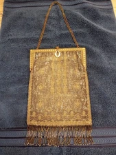 Vintage 1920's Abraham And Straus Metal Frame Purse Made In France Metal Beads
