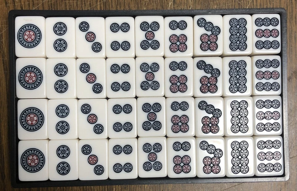 Japanese Vintage Mahjong Tiles Board Game W/Scoring Sticks In a Case Showa Retro - Image 4 of 4