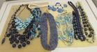 VINTAGE LOT OF COSTUME JEWELRY IN SHADES OF BLUE NECKLACES 2 LBS. Japan, J CREW