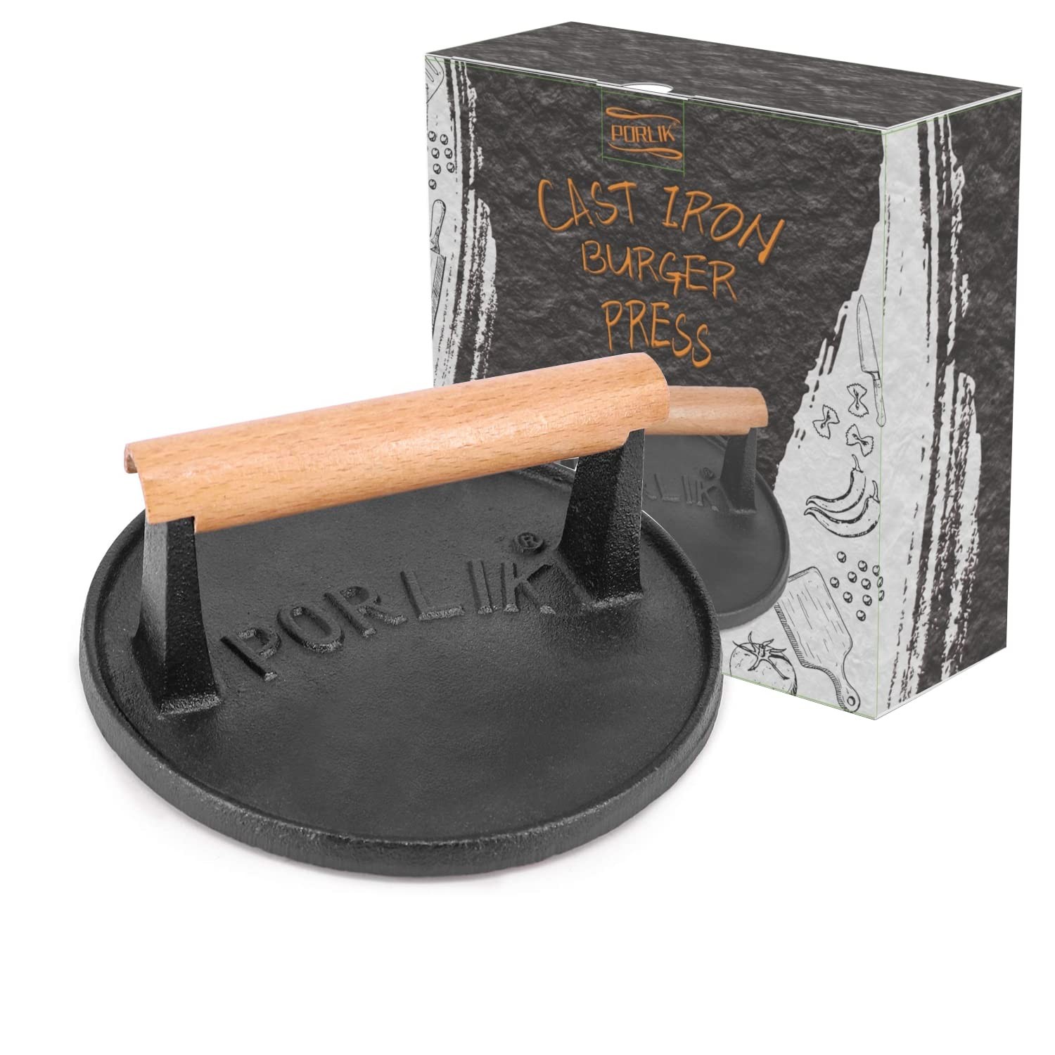 Burger press,7 inch Hamburger Press,Heavy Duty smash burger 17x8, Black