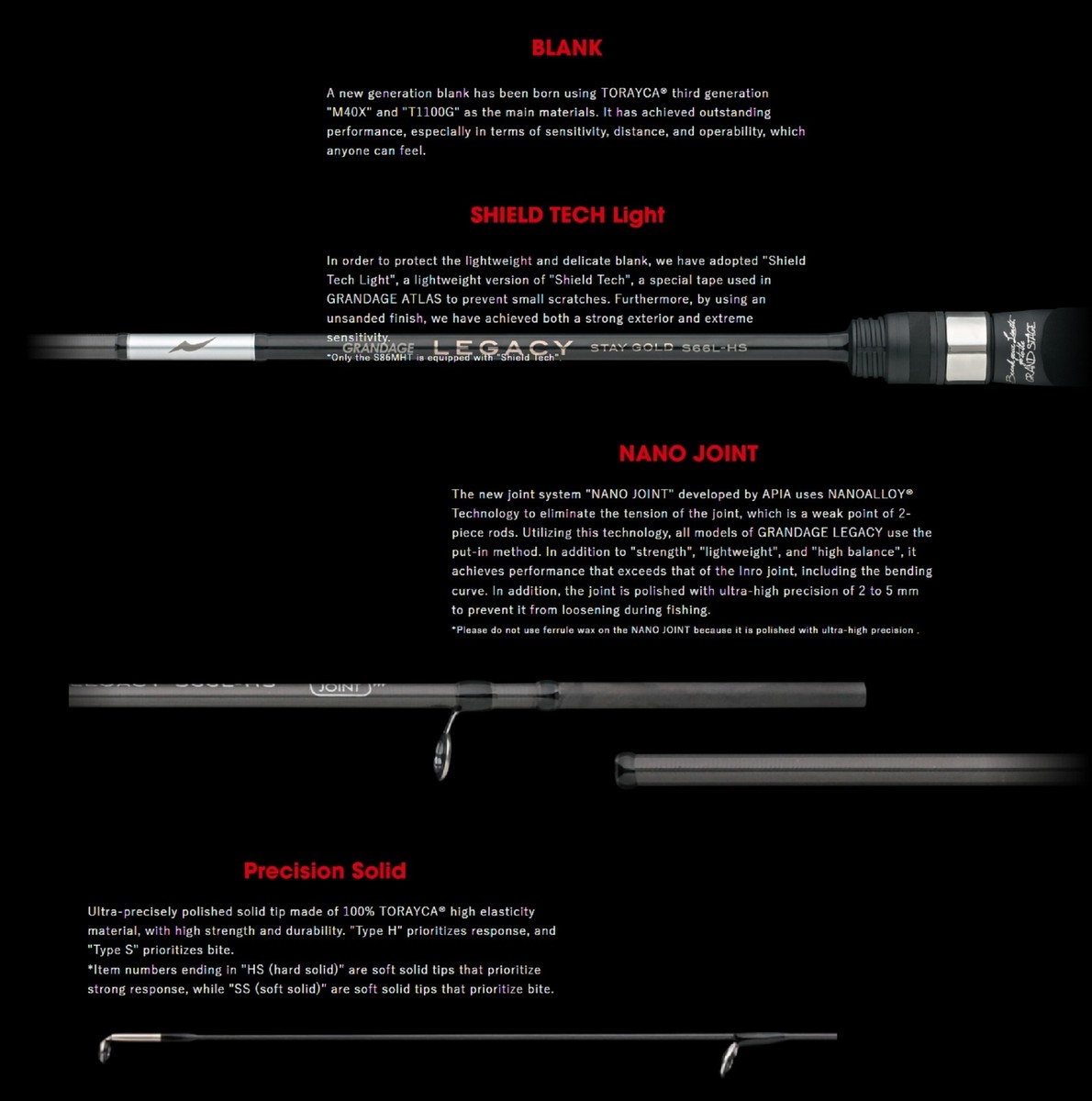 ロッド APIA GRANDAGE LEGACY HYPER STINGER S56L Apia Rod Spinning Grandage Legacy S56L-HS Hyper Stinger