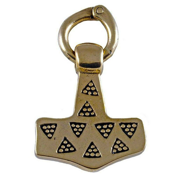 Bronze Wikinger Thorhammer Beidseitig Mit Ring Replikat Carlisle Lederschnur-image