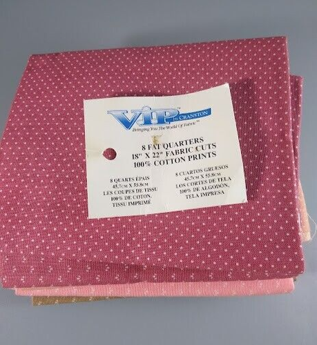 Lot of 7 VIP By Cranston Fat Quarters Bear Paw / Pindots Light 100% Cotton Pink - Picture 4 of 5