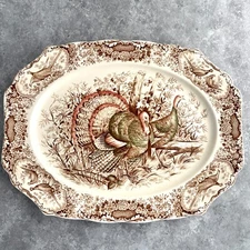 Johnson Bros Wild Turkeys Native American Windsor Ware England 20"x16" Platter 