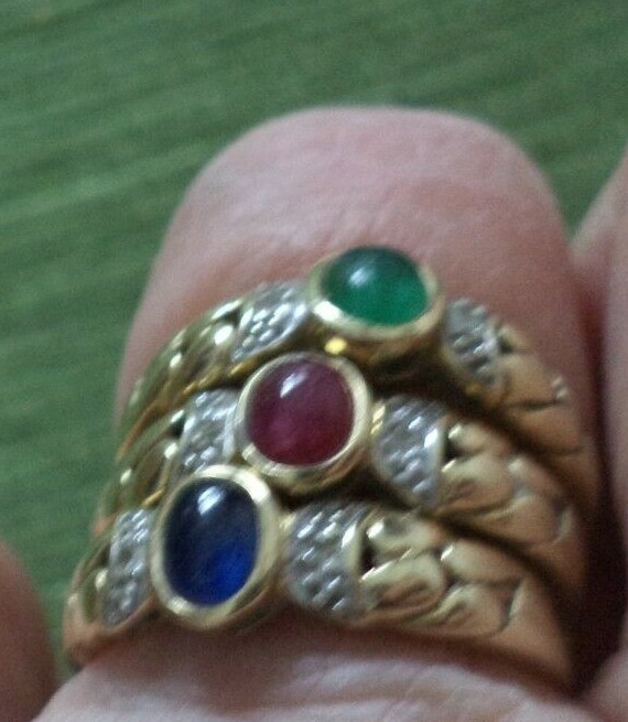 3 Piece Trio Ring Set Stackable: Emerald,Sapphire… - image 3