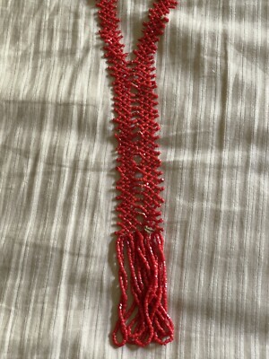 アクセサリー vintage beads long necklace red beads Vintage Red Beaded Long Necklace | eBay