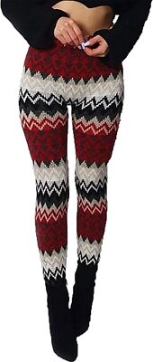 Damen Strick warme dicke Thermo Leggings hohe Taille volle Länge Strickhose