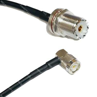 LMR200 Silver UHF Female BULKHEAD to TNC Male Angle Coax RF Cable USA Lot