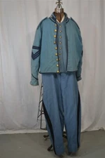 antique military uniform Civil War replica 3 pieces chest 42 blue wool stripes 