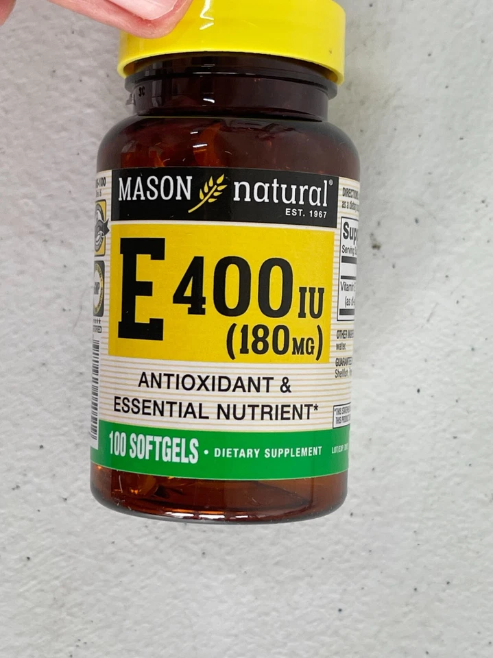 Mason Natural E 400 UI 180 mg antioxidante 100 cápsulas blandas 08/2026 Foto 2 de 4