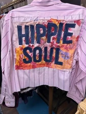 Vintage Hippie Soul Upcycled Button Up Flannel Style Top