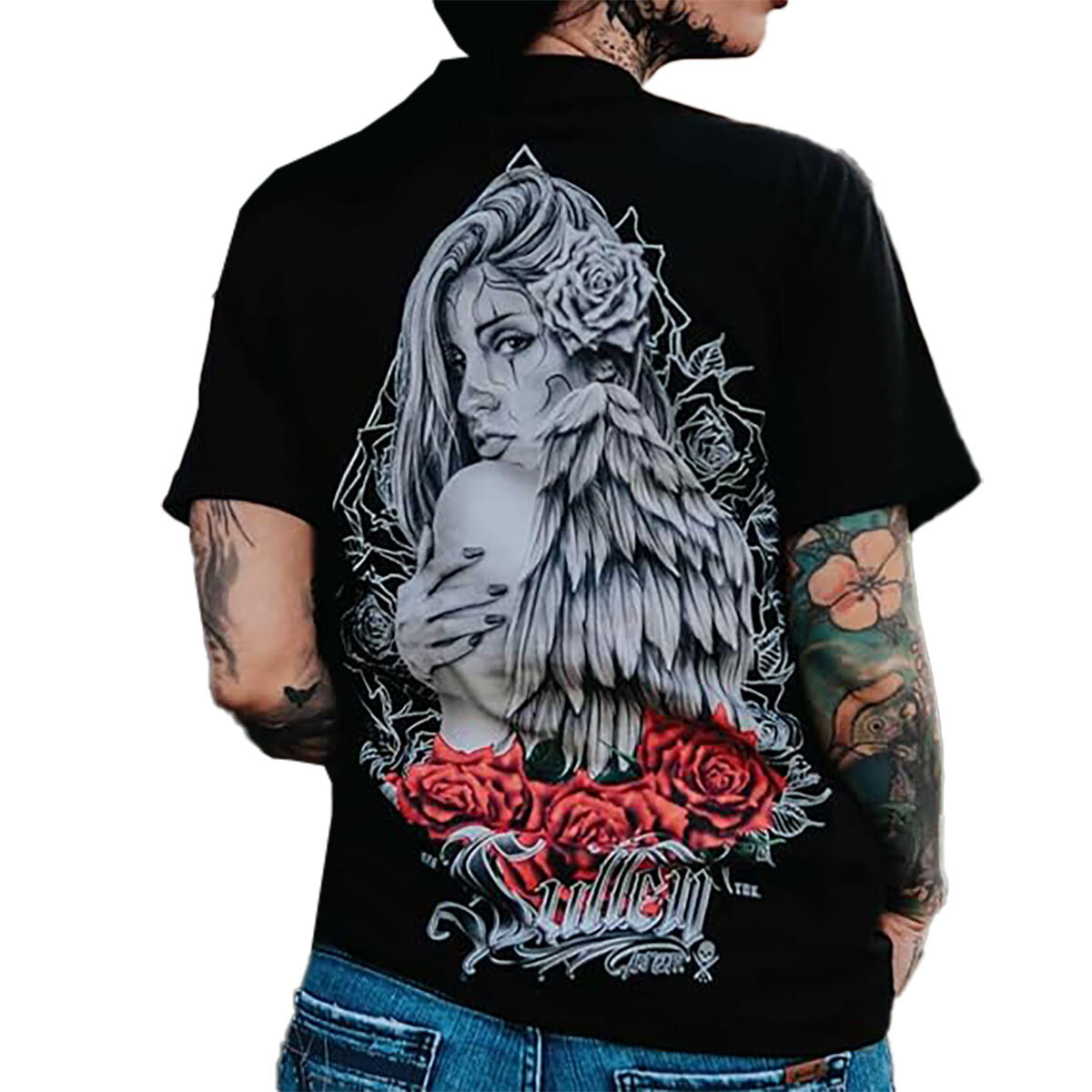Sullen Hombre Rosa Ángel Estándar Negra Camiseta Manga Corta Ropa Apparel