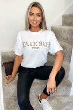 Womens T Shirt Ladies Oversized Baggy Fit Short Sleeve Slogan T-shirt Tee Tops