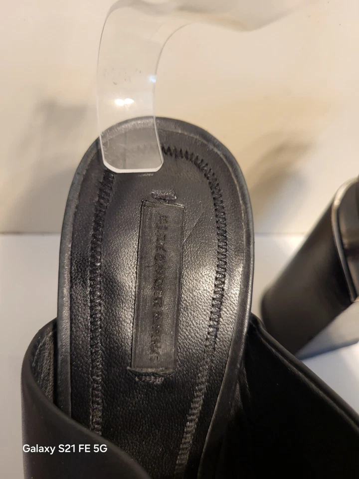 Alexander Wang "Avery" Black Leather Notch Cut Out Heel Sandals Sz 9/39 $675 - Image 3 of 4
