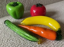 Lot Of 5 VTG Murano Style Hand Blown Art Glass Vegetables Pepper Tomato Carrot