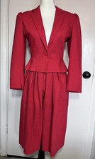 Vintage Jordache 80s 90s Red Gaucho Wide Leg Capri Pants Suit Jacket Blazer
